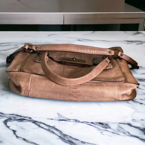 COACH *KRISTIN* LTD ED OSTRICH LARGE FLAP SATCHEL BAG w/ CROSSBODY IN TAN 👜 - Picture 8 of 8